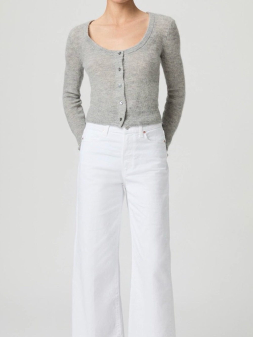 PAIGE White Wide-Leg High-Rise Jeans